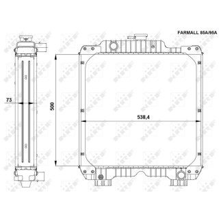 Kühler Alu gelötet passend für CASE Farmall JX85,JX85A,JX95,JX95  - NRF 54092