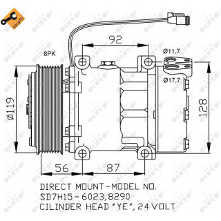 Kompressor, mit PAG Kompressoröl, EASY FIT passend für SCANIA P/G/R/T serie 03/2004> NRF 32703