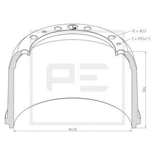 Bremstrommel Bremsengröße 410 x 220 passend für MERCEDES-BENZ