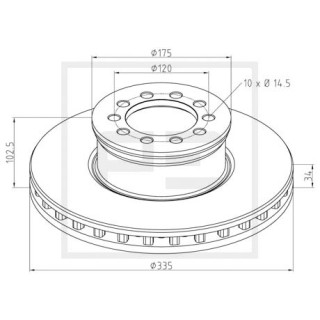 Bremsscheibe Ø 335 E1 90R-02 C0267/0017 passend für MERCEDES-BENZ