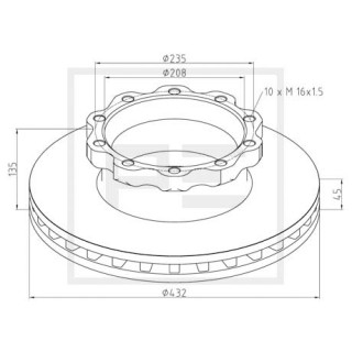 Bremsscheibe Ø 432 E1 90R-02 C0193/0010 passend für MAN