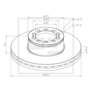 Bremsscheibe Ø 335 E1 90R-02 C0267/0031 passend für MAN