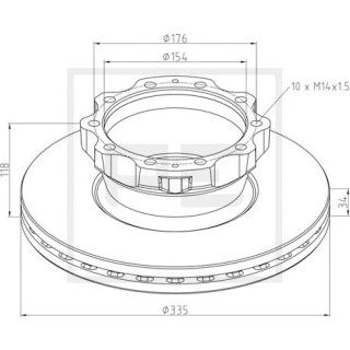 Bremsscheibe Ø 335 E1 90R-02 C0108/0003 passend für MAN