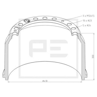 Bremstrommel Bremsengröße 410 x 220 passend für MAN