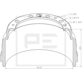 Bremstrommel Bremsengröße 413 x 178 passend für SCANIA