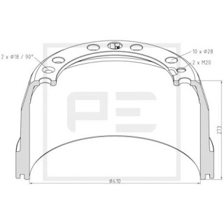 Bremstrommel Bremsengröße 410 x 200 passend für VOLVO