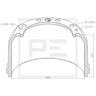 Bremstrommel Bremsengröße 414 x 220 passend für RENAULT TRUCKS