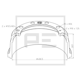 Bremstrommel Bremsengröße 406 x 127