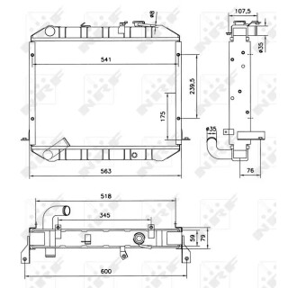 Kühler passend für TOYOTA Dyna 2.4D 85- NRF 52073